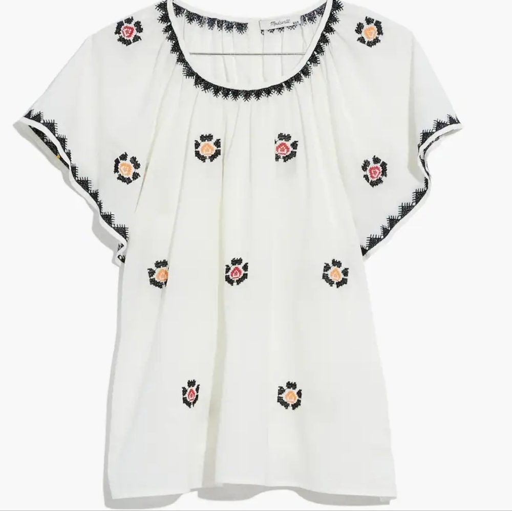 Madewell Embroidered Flutter Sleeve Top 1X